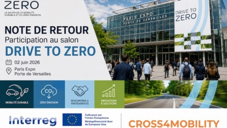 Visuel illustrant la participation du projet CROSS4MOBILITY au salon Drive to Zero, organisé le 2 juin 2026 à Paris Expo Porte de Versailles, consacré à la mobilité durable et aux solutions zéro émission.