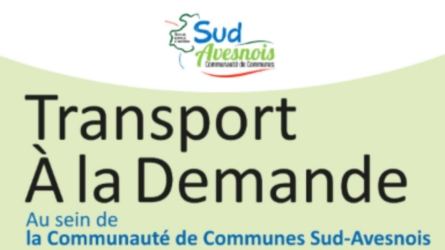 Logo Sud Avesnois et titre "Transport À la Demande" de la Communauté de Communes Sud-Avesnois