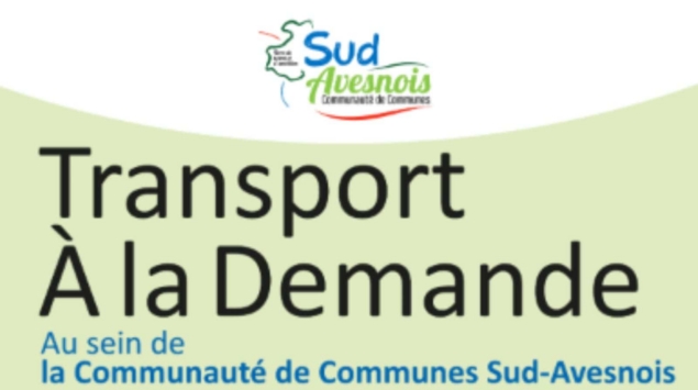 Logo Sud Avesnois et titre "Transport À la Demande" de la Communauté de Communes Sud-Avesnois