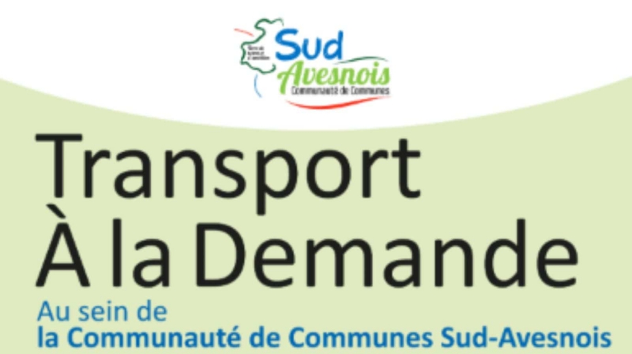 Logo Sud Avesnois et titre "Transport À la Demande" de la Communauté de Communes Sud-Avesnois