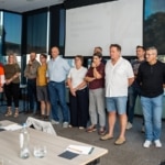 Groupe de participants réunis pour la soirée de lancement du réseau d'ambassadeurs vélo de CROSS4MOBILITY